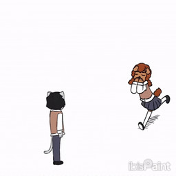anthro blowing_kiss clothing duo female male male/female romantic romantic_couple school_uniform uniform riverxa merry_(riverxa) river_(riverxa) canid canine felid mammal 1:1 animated animated_gif low_res short_playtime