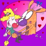 duo eye_contact female heart_symbol looking_at_another male male/female tail spongefox catdog_(series) nickelodeon caninius_dog shriek_dubois canid canine canis domestic_dog mammal poodle