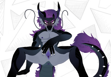 andromorph anthro anus bodily_fluids claws front_view genital_fluids genitals intersex smile smiling_at_viewer smirk smirking_at_viewer solo spread_vulva spreading urine vulva watersports anonymous_artist mythology zynko_(missourikansastexas) dragon eastern_dragon maned_dragon mythological_creature mythological_scalie scalie