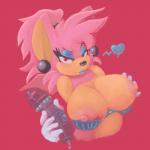 anthro bare_shoulders big_breasts bra breasts clothing dildo ear_piercing ear_ring female flashing hair heart_symbol lipstick makeup nipples one_breast_out piercing ponytail ring_piercing sex_toy solo strapless_bra strapless_clothing strapless_underwear underwear vibrator wings ramdoctor sega sonic_the_hedgehog_(series) bessi_the_bat fan_character bat mammal 1:1 absurd_res bust_portrait hi_res portrait