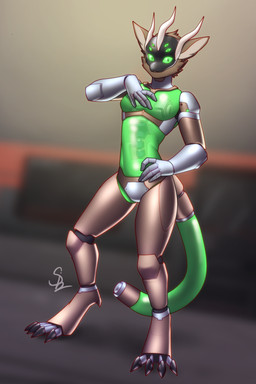 anthro horn joints machine male multi_eye robotic robotization solo standing translucent translucent_body translucent_tail nariikhan robot robot_anthro hi_res