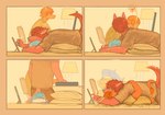 4_panel_comic bed cuddling duo eyes_closed furniture heart_symbol hug inside laying_on_top lying lying_on_bed male male/male on_bed romantic romantic_couple solo tablet itshardtocreat1 hi_res multiple_images