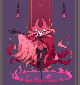 2_horns 4_fingers ambiguous_gender anthro biped black_body cloak clothed clothing facial_markings fingers fire head_markings horn lamp lantern looking_at_viewer markings pose red_cloak red_clothing red_eyes solo standing kiri_0861 hollow_knight_(franchise) team_cherry grimm_(hollow_knight) nightmare_king_grimm_(hollow_knight) arthropod absurd_res hi_res