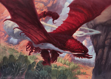 ambiguous_gender cactus claws day detailed_background dutch_angle exoskeleton feral flying membrane_(anatomy) membranous_wings outside plant red_body red_exoskeleton red_eyes rock smoke smoke_from_mouth solo stinger stinger_tail tail wings slawomir_maniak hasbro magic:_the_gathering wizards_of_the_coast insectoid_dragon 2023 hi_res official_art traditional_media_(artwork)