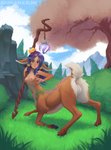 absurd_res anus ass_up bent_over breasts butt deer deer_taur digital_media_(artwork) digital_painting_(artwork) female genitals hair hi_res hooves kahunakilolani league_of_legends lillia_(lol) mammal mammal_taur outside presenting presenting_anus presenting_hindquarters presenting_pussy purple_hair pussy quadruped riot_games small_breasts solo staff taur tencent worried_look