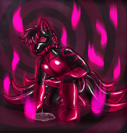abstract_background animal_genitalia animal_penis anthro biped black_bodysuit black_clothing black_skinsuit bodily_fluids bodysuit canine_genitalia canine_penis clothing dipstick_tail erection genital_fluids genitals latex latex_bodysuit latex_clothing latex_skinsuit leaking_precum looking_at_viewer male markings multi_tail penis precum precum_puddle red_hands red_legs red_markings red_tail_tip ringed_eyes skinsuit solo spiral spiral_background tail tail_markings tight_clothing tongue tongue_out davidylego hypnovember david_(davidylego) colored digital_media_(artwork)