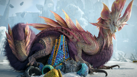 blue_eyes claws cumjar detailed_background feral fin fur looking_at_viewer male outside pink_body pink_scales pose pupils purple_body purple_fur scales slit_pupils snow solo standing tail vase white_body ivorylagiacrus capcom monster_hunter leviathan_(mh) mizutsune scalie 16:9 2025 3d_(artwork) 4k absurd_res blender_(artwork) blender_cycles_(artwork) digital_media_(artwork) hi_res widescreen