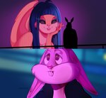 anthro butt duo female male male/female orange_body pink_body recording smile solo fukksitacin blade_runner_2049 looney_tunes warner_brothers bugs_bunny lola_bunny lagomorph leporid mammal rabbit hi_res meme