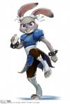 anthro armor boots bracers clothing female footwear fur grey_body grey_fur kung_fu pink_nose purple_eyes shoes solo mleth capcom disney street_fighter zootopia chun-li judy_hopps lagomorph leporid mammal rabbit 2017