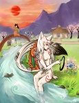 anthro anthrofied female fur group markings nude white_body white_fur liea capcom clover_studio okami_(capcom) amaterasu_(okami) canine_warriors_(okami) princess_fuse_(okami) canid canine canis deity human mammal wolf