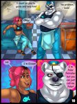 9:16 anthro bear comic comic_sans counter english_text epic_games female fortnite fur furniture hi_res human insanysage male mammal muscular muscular_anthro muscular_male polar_bear polar_patroller sitting sofa text ursine white_body white_fur