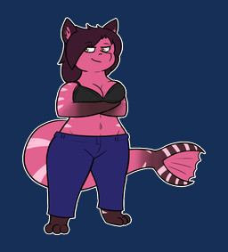 animated_gif anthro barefoot blinking bottomwear bra breasts chibi cleavage clothed clothing crossed_arms denim denim_bottomwear denim_clothing feet female fluffy_ears jeans navel non-mammal_breasts pants smile solo underwear chocend layla_thompson aquatic fish shark animated short_playtime