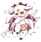 anthro biped fur horizontal_pupils kemono male pupils solo white_body white_fur wings young young_anthro young_male a_(deleted_pixiv) ra_tenpu bovid caprine demon goat mammal