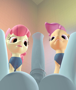 adult_on_young age_difference animal_genitalia animal_penis anthro clothing equine_genitalia equine_penis female feral first_person_view genitals group gynomorph gynomorph/female intersex intersex/female looking_at_genitalia one-piece_swimsuit penis school_swimsuit swimwear trio young valenzrsa friendship_is_magic hasbro my_little_pony apple_bloom_(mlp) rainbow_dash_(mlp) scootaloo_(mlp) equid equine horse mammal pony 3d_(artwork) digital_media_(artwork) hi_res