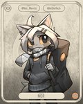 anthro backpack biped black_backpack black_clothing black_eyes black_hoodie black_topwear clothing fur hoodie looking_away male slim_anthro slim_male solo standing topwear white_body white_fur yellow_sclera artdeitech domestic_cat felid feline felis mammal 2024 4:5 hi_res