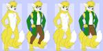 anthro breasts clothed clothing coat crossgender digitigrade eyewear female glasses hair long_hair male multiple_genders nude off/on ponytail sleeves solo topwear transformation trenchcoat strawberryneko miles_yellow canid canine fox mammal 2015 model_sheet