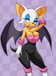 anthro blue_eyes blush breasts clothing female gloves hand_behind_head handwear looking_aside membrane_(anatomy) membranous_wings open_mouth simple_background solo tight_clothing wings melonleaf sega sonic_the_hedgehog_(series) rouge_the_bat bat mammal 2019 hi_res