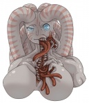 bisected_jaw bodily_fluids drooling female gaping_mouth nightmare_fuel nude open_mouth saliva solo tentacles what what_has_science_done petaroh petako alien humanoid monster monstrous_humanoid scalie zanburg