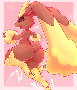 action_pose anthro big_butt black_sclera brown_body brown_fur butt female fur jumping looking_at_viewer looking_back open_mouth open_smile pose presenting presenting_hindquarters simple_background smile solo korick17 nintendo pokemon generation_4_pokemon lopunny pokemon_(species) hi_res