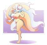 2023 5_fingers 9_tails absurd_res alolan_form alolan_ninetales anthro areola big_breasts big_butt breasts butt elizabeth_karola female female_(lore) female_anthro fingers front_view fur generation_1_pokemon generation_7_pokemon genitals green_eyes grey_body grey_fur grey_inner_ear grey_nipples heterochromia hi_res huge_breasts hybrid mismatched_nipples multi_tail ninetales nintendo nipples nude on_one_leg orange_nipples orange_nose pokemon pokemon_(species) purple_background pussy red_eyes regional_form_(pokemon) rudytheshark simple_background solo standing tail white_background white_ears yellow_body yellow_fur