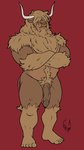 anthro fluffy genitals hair horn male muscular nude penis piercing solo hunterramirez bovid bovine cattle highland_cattle mammal 9:16 hi_res