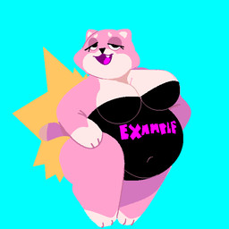 anthro big_breasts black_clothing black_leotard blue_background breasts cleavage clothed clothing cute_fangs dipstick_tail eyelashes fangs female fur gloves_(marking) half-closed_eyes hand_on_hip leg_markings leotard markings narrowed_eyes navel_outline obese obese_female open_mouth overweight overweight_female pink_body pink_fur pink_tongue simple_background socks_(marking) solo tail tail_markings teeth text thick_thighs tongue wide_hips shamelesss example_cat domestic_cat felid feline felis mammal 1:1 2020 aliasing character_name digital_media_(artwork) english_text flat_colors lineless microsoft_paint_(artwork)