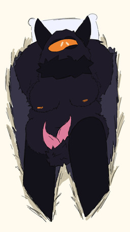 2_penises anthro back_wings bed bedding bedding_background bedroom_eyes belly big_belly breasts dakimakura ear_piercing fluffy fluffy_tail fur furniture genitals glowing glowing_eyes grey_body grey_fur high-angle_view looking_at_viewer male multi_genitalia multi_penis narrowed_eyes neck_tuft nipples orange_eyes overweight overweight_male penile penis piercing seductive simple_background slightly_chubby slightly_chubby_male solo tail tentacles text tuft wings grambage croal arthropod insect lepidopteran moth unknown_species 9:16 colored dakimakura_design digital_drawing_(artwork) digital_media_(artwork) hi_res