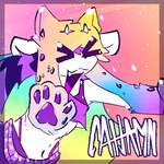 4_ears alternative_fashion anthro belt clothed clothing crop_top female gloves handwear horn multi_ear party paw_gloves rave scene_(fashion) scene_haircut shirt solo sparklefur sparkles studded_belt studs stylized_text text topwear xd catjam_(artist) xcite_(catjam) 1:1