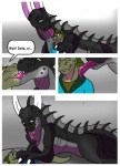 2011 anthro biceps comic dialogue dinner_date_by_rex_equinox dragon duo english_text feral hi_res horn lizard male male/male muscular mythological_creature mythological_scalie mythology reptile rex_equinox scalie size_difference tail text transformation