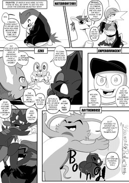 6_panel_comic ambiguous_gender big_breasts big_butt biped black_body black_clothing black_fur black_text bodily_fluids breasts butt claws cleavage clothed clothing dialogue exclamation_point eyebrows eyelashes eyes_closed eyewear female feral forehead_gem fur gem glasses hair hair_over_eye happy hat headgear headwear holding_another horn kneeling maid_uniform one_eye_obstructed open_mouth open_smile pupils quadruped question_mark questions_and_answers sharp_teeth smile speech_bubble talking_to_another tears teeth text text_box toe_claws tongue uniform white_pupils white_sclera heavenlyproductions mythology nintendo pokemon equid equine froakie gallade generation_2_pokemon generation_4_pokemon generation_5_pokemon generation_6_pokemon human humanoid mammal mythological_creature mythological_equine pokemon_(species) shinx typhlosion unicorn weavile zorua 2025 absurd_res comic english_text hi_res monochrome