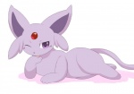 all_fours ambiguous_gender feral licking looking_at_viewer one_eye_closed pose purple_body purple_eyes purple_skin seductive semi-anthro simple_background solo tongue tongue_out white_background itameshi nintendo pokemon canid canine eeveelution espeon generation_2_pokemon mammal pokemon_(species)