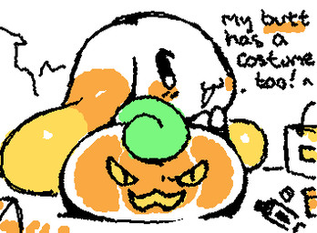 ambiguous_anthro ambiguous_gender anthro black_eyes black_text bodypaint butt exclamation_point featureless_butt featureless_hands floppy_ears head_turned holidays looking_at_viewer looking_back looking_back_at_viewer marker noseless open_:3 open_mouth painted_butt pumpkin_butt rear_view simple_eyes sitting solo tail talking_to_viewer text white_body white_ears ligma_(artist) cinnamoroll halloween sanrio cinnamon_(cinnamoroll) canid canine canis domestic_dog mammal 2025 animated digital_media_(artwork) english_text flat_colors low_res wigglypaint_(artwork) male_(lore)