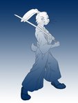 anthro clothing looking_at_viewer male melee_weapon samurai solo sword warrior weapon mavuriku usagi_yojimbo miyamoto_usagi lagomorph leporid mammal rabbit 3:4