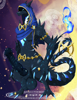 3_toes 4_fingers accessory animal_genitalia animal_penis anthro arceus_symbol balls belly belt biceps big_balls big_penis big_sheath black_body black_scales blue_claws blue_clothing blue_eyes blue_fire bottomless bottomless_male claws cloak clothed clothing colored_fire digit_ring equine_genitalia equine_penis erection facial_scar fangs feet finger_claws fingers fire flaming_tail furgonomics gem genitals glowing glowing_claws glowing_eyes glowing_scar gold_(metal) jewelry long_tail looking_at_viewer looking_down looking_down_at_viewer male markings muscular muscular_anthro muscular_male pecs penile_spines penis ring scales scar shadowed_face sheath snout snout_scar solo spikes spikes_(anatomy) spines tail tail_accessory tail_jewelry tail_ring teeth toe_claws toe_ring toes topwear topwear_only vein veiny_penis wide_hips shadowsoulful mythology nintendo pokemon fan_character charizard dragon generation_1_pokemon generation_8_pokemon gigantamax_charizard gigantamax_pokemon lizard mythological_creature mythological_scalie pokemon_(species) reptile scalie 2026 absurd_res hi_res