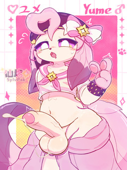 anthro asian_clothing balls bodily_fluids clothing east_asian_clothing femboy foreskin fur genital_fluids genitals humanoid_genitalia humanoid_penis japanese_clothing japanese_school_uniform male panties penis pink_body pink_fur precum school_uniform serafuku solo underwear uniform wardrobe_malfunction sylvpak nintendo pokemon yume_(sylvpak) eeveelution generation_4_pokemon leafeon pokemon_(species) 3:4 hi_res