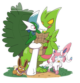 anthro female feral group male mystery_dungeon_badge owen_nyo nintendo pokemon pokemon_mystery_dungeon spike_chunsoft fan_character owen_fursona eevee eeveelution gallade generation_1_pokemon generation_3_pokemon generation_4_pokemon generation_6_pokemon pokemon_(species) sceptile sylveon hi_res