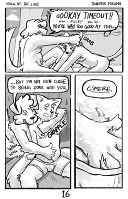 animal_genitalia animal_penis anthro bodily_fluids boxer_briefs boxer_briefs_only canine_genitalia canine_penis clothed clothing cloud dialogue finger_in_underwear floppy_ears genital_fluids genitals grabbing_head grapple grass hand_on_belly knot leaking_precum male male/male mastectomy_scar onomatopoeia penis plant precum profanity saliva saliva_string scar sound_effects tail tail_motion tailwag text topless underwear underwear_only junipermaxima rory_(junipermaxima) sean_(junipermaxima) canid canine canis domestic_cat domestic_dog felid feline felis mammal absurd_res comic english_text hi_res trans_(lore) trans_man_(lore)