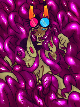 eyewear eyewear_on_head genitals goggles goggles_on_head green_penis heterochromia horn long_ears looking_pleasured male nipples not_furry nude nude_humanoid oral oral_penetration penetration penis purple_tentacles solo teeth tentacle_in_mouth tentacle_penetration tentacles tongue bileshroom homestuck ms_paint_adventures fan_character alien humanoid troll_(homestuck) 2019 hi_res