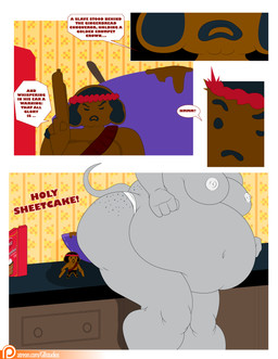 accessory anthro big_breasts big_butt bowl breasts butt clothed clothing container cookie cookie_dough cosplay dialogue duo female food freckled_butt freckles fur furniture gingerbread gingerbread_cookie gingerbread_man grey_body grey_fur greybluestudios headband huge_butt imminent_butt_crush kitchen_counter male obese obese_anthro obese_female overweight overweight_anthro overweight_female panties partially_clothed partially_clothed_anthro partially_clothed_female sofa speech_bubble text underwear white_clothing white_panties white_underwear wooden_spoon dablueguy graybluestudios lazei rambo john_rambo penny_provolone animate_inanimate mammal mouse murid murine rodent 2019 absurd_res comic english_text hi_res