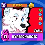 anthro blep blue_eyes blue_inner_ear_fluff cheek_tuft facial_tuft fangs fur inner_ear_fluff male neck_tuft one_eye_closed pink_tongue solo teeth tongue tongue_out tuft white_body white_ears white_fur pache_riggs brawl_stars supercell_(company) canid mammal 1:1 absurd_res headshot_portrait hi_res portrait