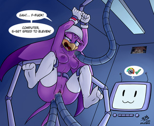 :3 anal anal_penetration anthro areola beak blush bodily_fluids breasts computer consentacles dialogue double_penetration duo electronics female fur genital_fluids genitals machine medium_breasts nipples non-mammal_breasts non-mammal_nipples open_mouth penetration purple_areola purple_body purple_fur purple_nipples purple_vulva sex solo_focus speech_bubble tentacle_sex tentacles text vaginal vaginal_fluids vaginal_penetration vulva soupbag sega sonic_riders sonic_the_hedgehog_(series) miles_prower wave_the_swallow avian bird hirundinid oscine passerine swallow_(bird) 2020 english_text