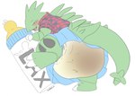 anthro blush butt clothing diaper feces feeding_bottle laxative male milk pooping scatplay soiled_diaper soiling solo unclean_diaper used_diaper hardscales nintendo pokemon vector_(tyranitar) dinosaur generation_2_pokemon pokemon_(species) prehistoric_species reptile scalie tyranitar filth