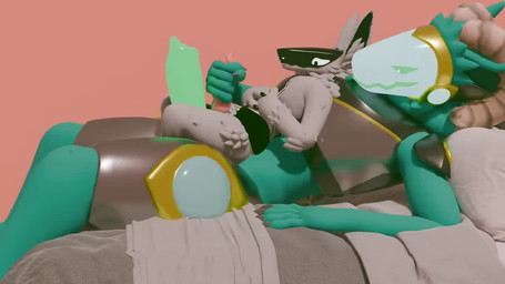 anthro anthro_on_anthro bed duo furniture genitals green_penis handjob it'll_never_fit larger_anthro larger_male lying machine male male/male male_anthro on_back on_bed penile penis penis_size_difference sex size_difference smaller_anthro smaller_male visor sound_warning weird_ass_proot kai_the_protogen mantled_beast protogen 16:9 3d_(artwork) 3d_animation animated digital_media_(artwork) high_framerate short_playtime sound video widescreen