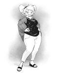 anthro claws clothed clothing curvy_figure ear_piercing female footwear high_heels mature_anthro mature_female piercing shoes smile solo wide_hips scottyartz disney goof_troop peg_pete canid canine canis domestic_dog mammal 2023 hi_res monochrome