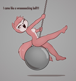 4_fingers anthro blush bodily_fluids breasts countershade_face countershade_torso countershading curvy_figure erect_nipples feet female fingers fluffy fluffy_tail fur genital_fluids hair happy hourglass_figure improvised_sex_toy masturbation natural_breasts nipples nude nude_female orgasm pink_body pink_fur plantigrade short_hair singing sitting smile solo tail text toes vaginal_fluids wrecking_ball e254e miley_cyrus kary_(e254e) mammal rodent sciurid tree_squirrel absurd_res english_text hi_res