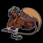 book covered_breasts female feral humanoid_face markings pawpads paws reading reading_book solo spots spotted_markings tail tail_tuft tuft wings yellow_eyes oracle_sphinx mythology animal_humanoid felid humanoid mammal mythological_creature mythological_sphinx 1:1