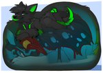 belly_bed duo glowing_internals large_prey licking licking_lips male male_pred melty oral_vore tongue tongue_out vore wings altowovurr haloren xenon_(xenonthewolf) canid canine canis felkin mammal wolf x-ray_(disambiguation) 2025 absurd_res hi_res