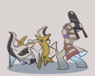 ambiguous_gender attack blurred_foreground clothing duo fight folding_chair green_sclera hair hat headgear headwear jacket male red_eyes scared shadow simple_background standing tail topwear white_background white_body white_clothing white_hat white_headwear white_jacket white_topwear m-hex nintendo pokemon emmet_(pokemon) arceus generation_4_pokemon human legendary_pokemon mammal pokemon_(species) 2022 digital_media_(artwork) hi_res