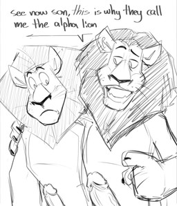 anthro big_penis comparing comparing_penis dialogue duo erection foreskin genitals humanoid_genitalia humanoid_penis looking_at_genitalia male male/male penis penis_size_difference realistic_penis_size retracted_foreskin text klhpyro dreamworks madagascar_(series) alex_(madagascar) zuba_(madagascar) felid lion mammal pantherine english_text hi_res monochrome father_(lore) father_and_child_(lore) father_and_son_(lore) incest_(lore) parent_(lore) parent_and_child_(lore) parent_and_son_(lore) son_(lore)