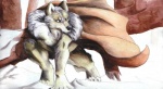 4_toes 5_fingers anthro cape clothed clothing feet fingers fur-trimmed_cape fur_cape fur_cloak fur_clothing fur_collar fur_trim_(clothing) male muscular muscular_anthro muscular_male outside snow solo toes taleron canid canine mammal full-length_portrait painting_(artwork) portrait traditional_media_(artwork) traditional_painting_(artwork) traditional_watercolor_(artwork) watercolor_(artwork)